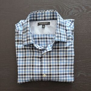 Banana Republic Men’s Blue Plaid Dress Shirt, Medium, Slim Fit